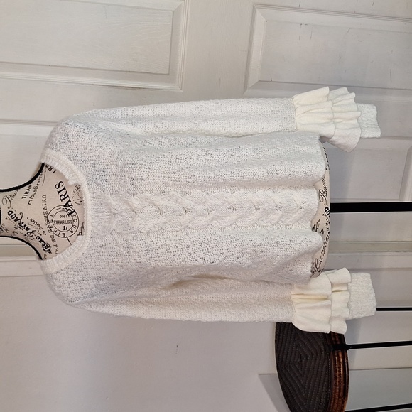 Krimson Klover Sweaters - Krimson Klover Fuzzy Soft Crew Sweater Acrylic/Wool Blend White Women Large